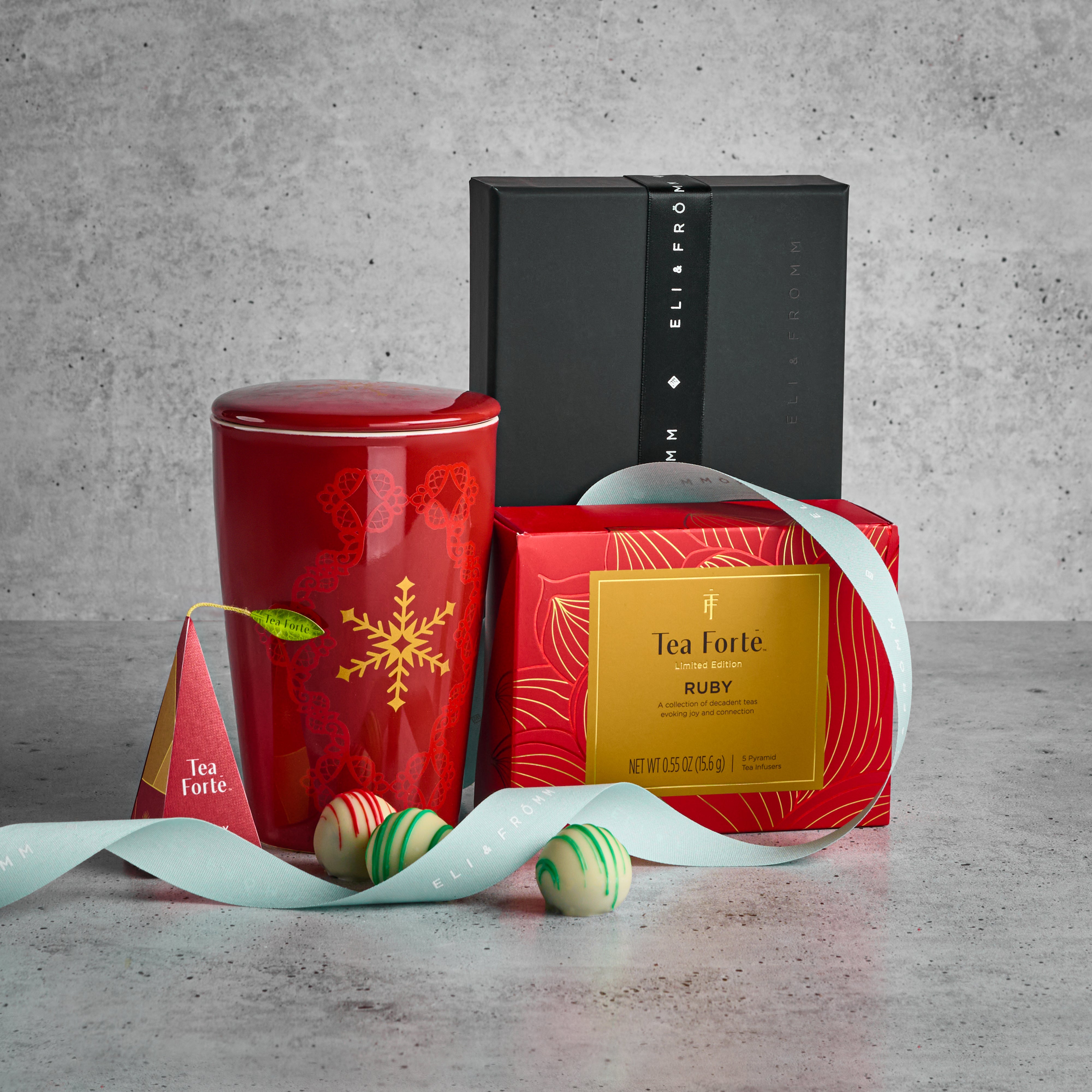 Tea Forte Ruby with Kati Cup & Holiday Chocolate Truffles 12 pc