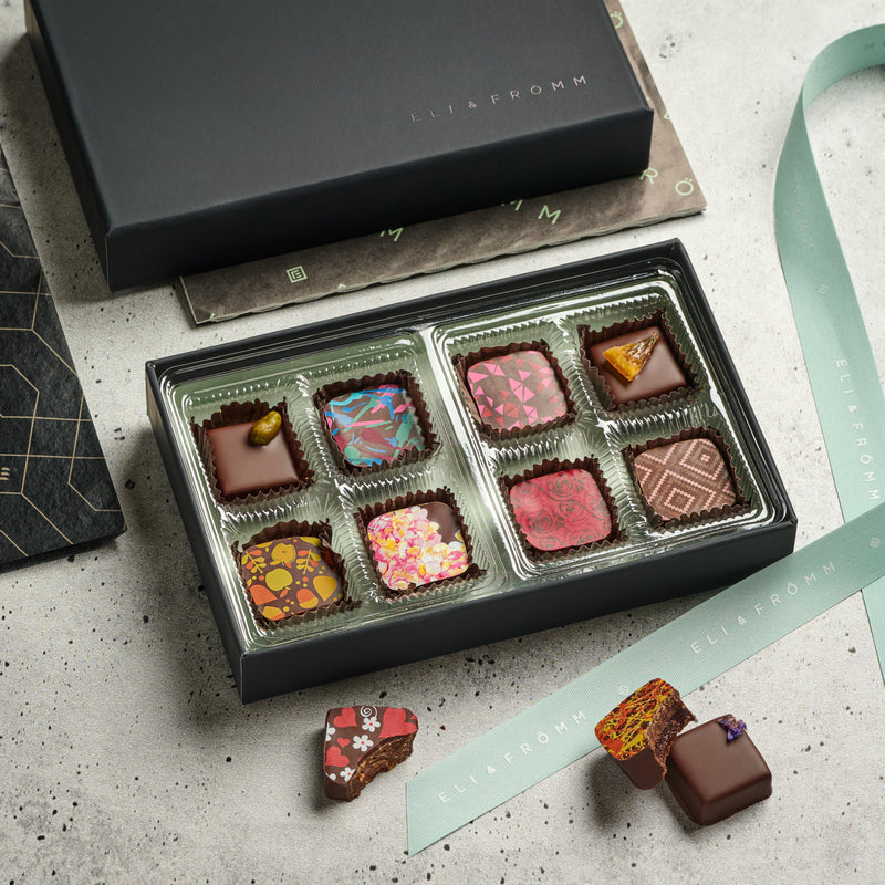 Artisanal Handpainted Chocolate Squares 8 pc