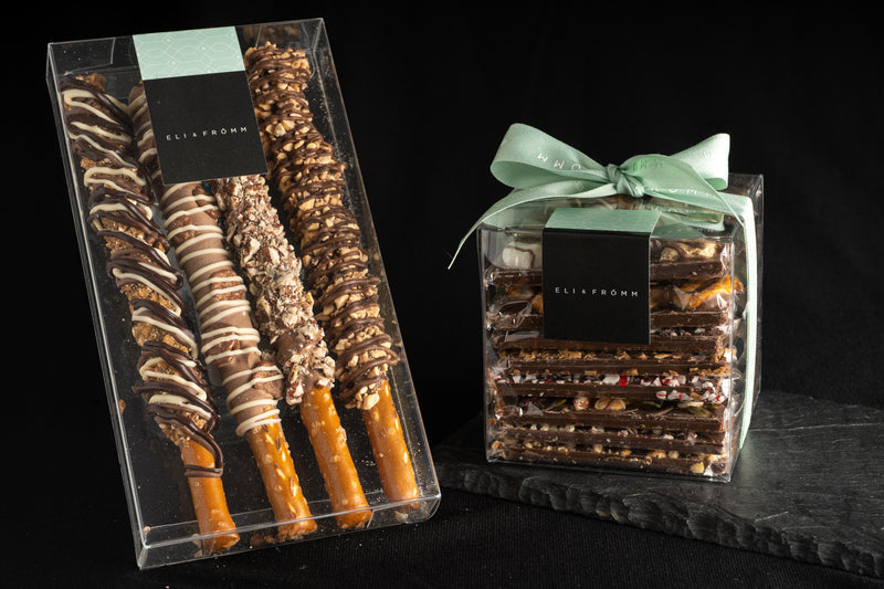 Belgian Chocolate Squares & Chocolate Dipped Pretzel Rods