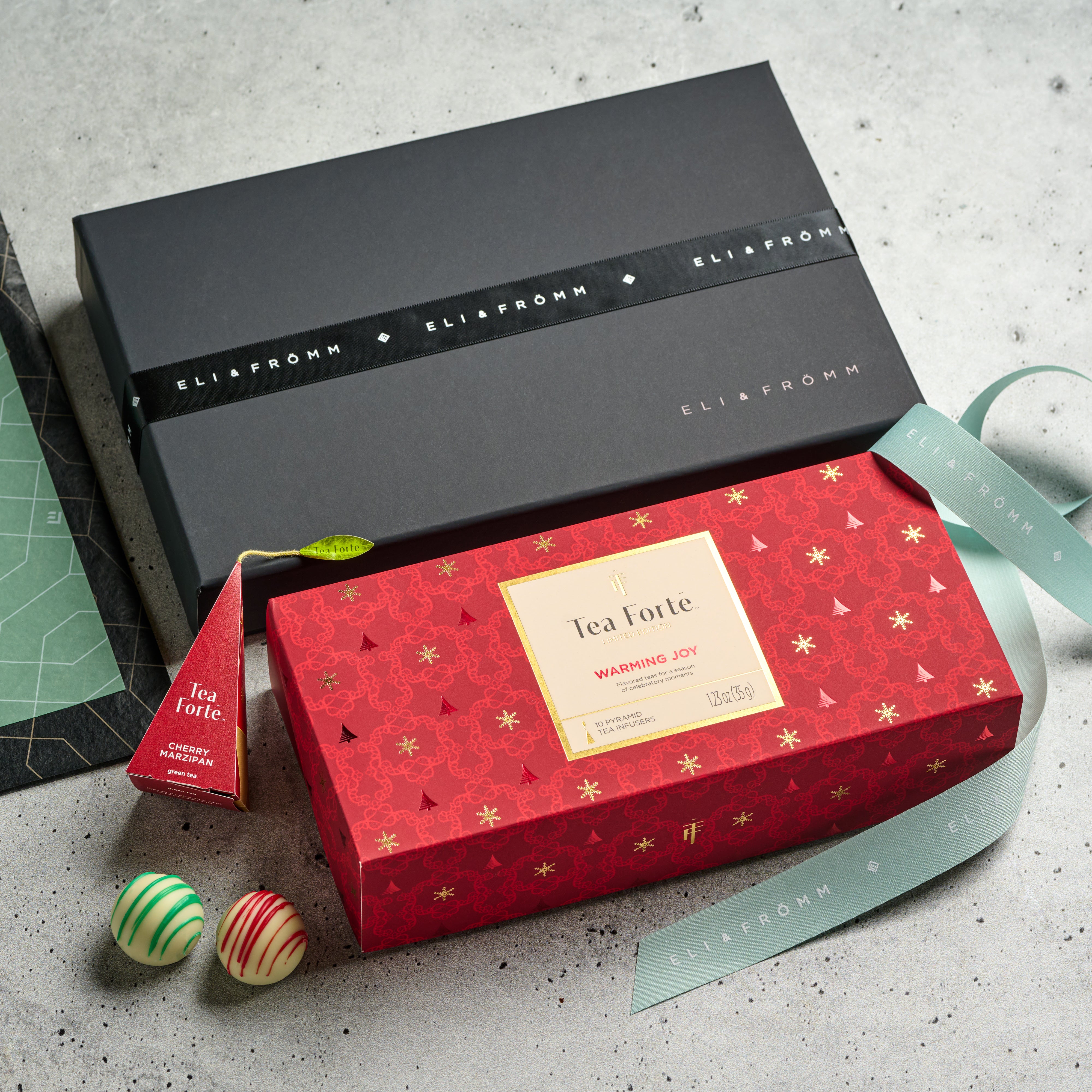 Tea Forte Petite Presentation Box & Holiday Chocolate Truffles 12 pc