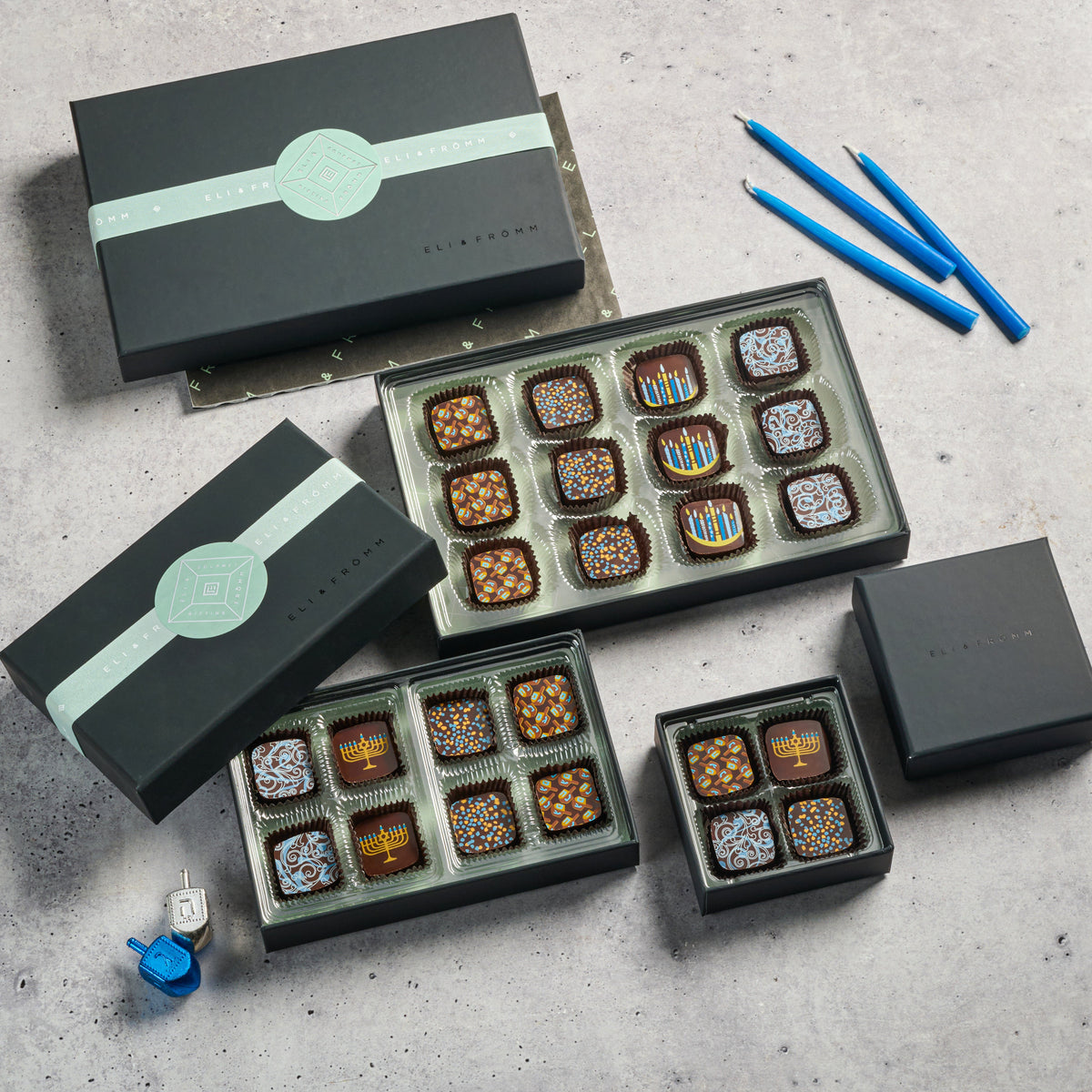 Truffes de Paris Hanukkah presentation; 12-piece listing uses the shared collection photo